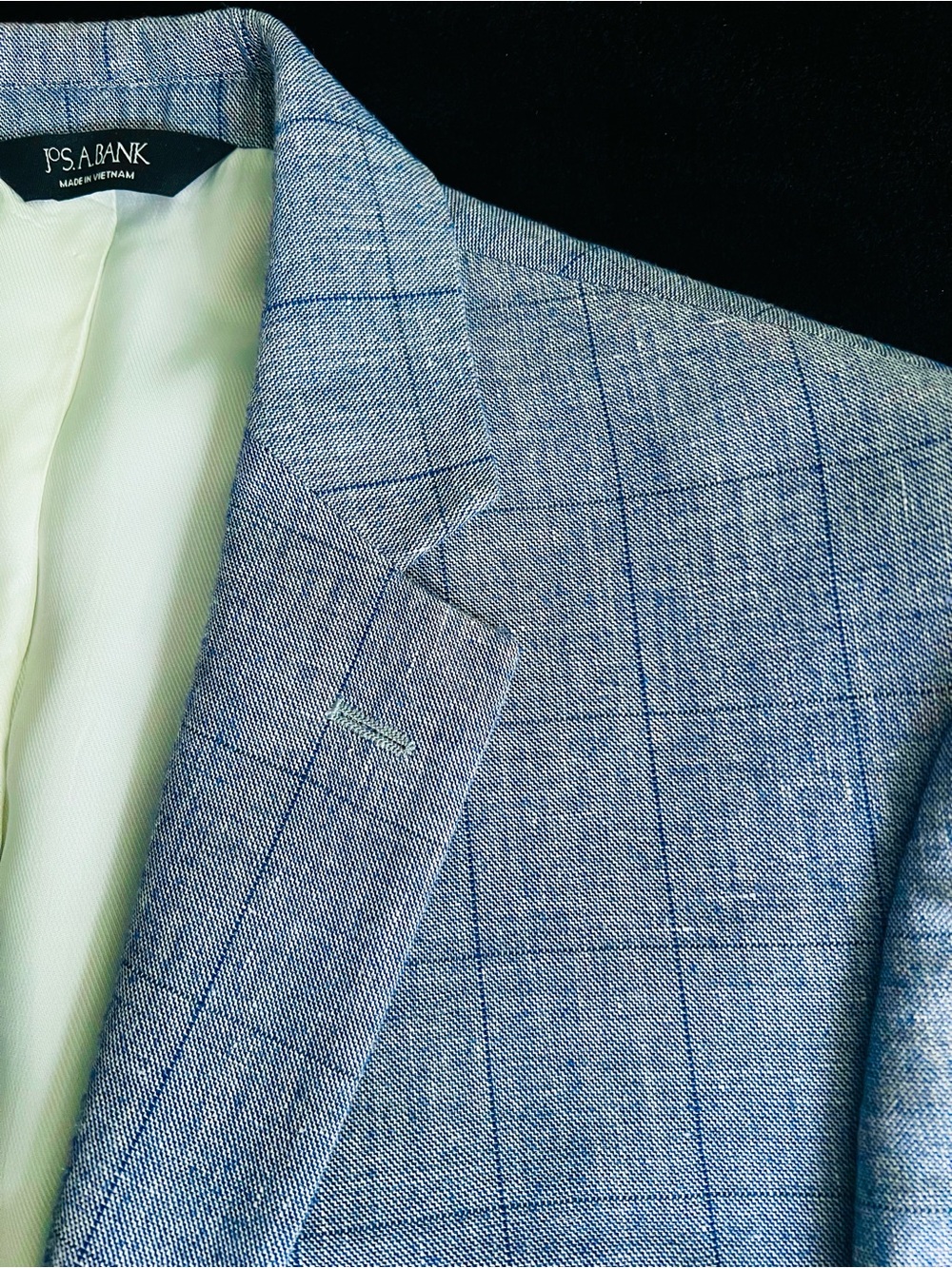 Linen, Wool & Silk Jos. A. Bank Light Blue Windowpane Sport Coat